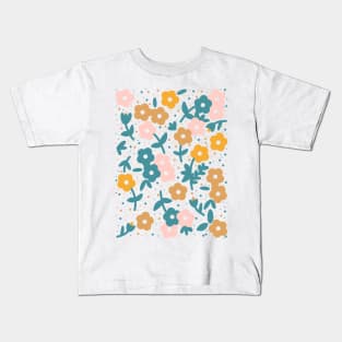 Pink Spring Flower Pattern Kids T-Shirt